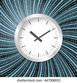 Colored vector abstract background and binary code and watches