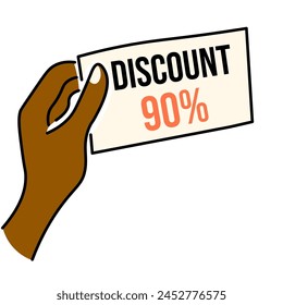colored vector arm illustration in flat style of coupon ticket voucher for discount or gift.