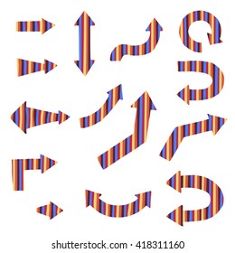 Colored vector arrows. Set of different pointer