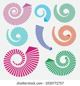 Farbige Vektorpfeile, die in einer Spirale wirbeln