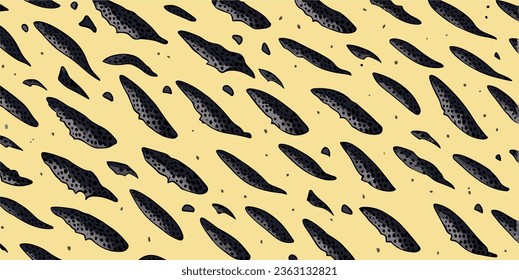 Colored vector art- Horizontal beige-yellow spotted visual background with ripped sponge textured pattern material