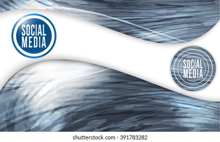 Colored vector background with abstract pattern and social media symbols