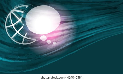 Colored vector background with abstract pattern and globe and speech bubble