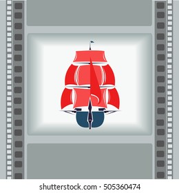 colored vector background picture film. image transport trays wave. sea elements .razvlechenie symbol, blue, green, gray