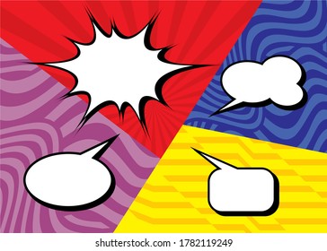 Colored vector background with white pictures of clouds for text. For sales, promotions, discounts, advertising, games, vector illustration