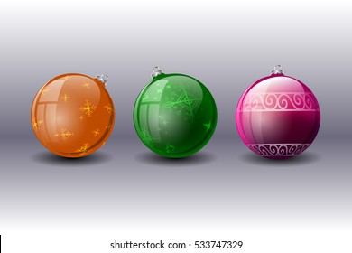 colored vector balls for Christmas and new yea tree