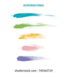 colored vector brush strokes on canvas over white background