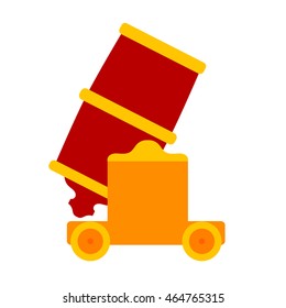 Colored vector cartoon  red cannon on a white background. The subject of aggression and war. Stock vector illustration