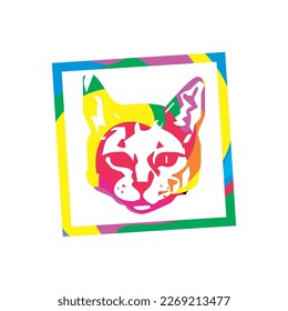 Colored vector cat illustration, for free design.