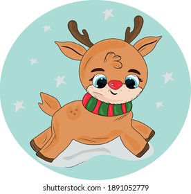 Colored vector cute fawn in scarf