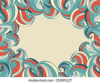 Colored vector decorative frame. Illustration, Hand drawn style. Abstract poster, cover, background. 