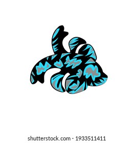 Colored vector design to be an abstract illustration. fish shaped abstract design . blue fish