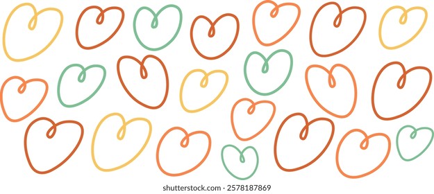 colored vector doodle hearts shapes set. Elements for decoration design mail posts postcards poster print invitation background backdrop wrapping wallpaper