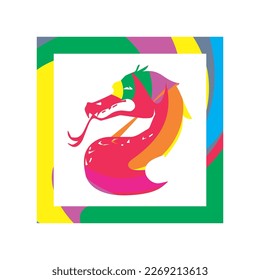Colored vector dragon illustration, for free design.