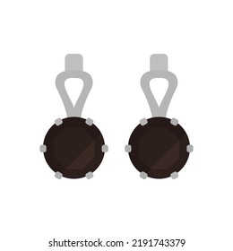 Colored vector earrings with a stones. EPS 10.... Earring black illustration... Earrings pair sign. Isolated on white.. Jewelry concept for you site. For any platform and purpose dev, app, web, ui.