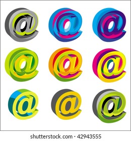 Colored Vector Email Symbols Stock Vector (royalty Free) 42943555 