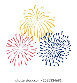 Colored vector fireworks for holiday, celebration and carnival. Party decoration. Isolate on a white background.