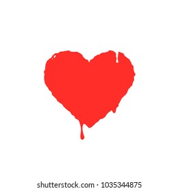 colored vector flat art illustration of a current paint red heart