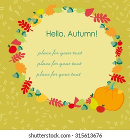 colored vector frame with autumn leaves for design
