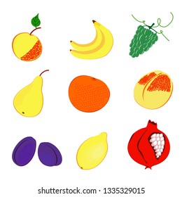Colored vector fruits set