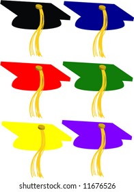 colored vector graduation hats