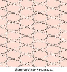 Colored vector hand drawn clouds pattern.Hand drawn vector illustration. clouds doodle.
