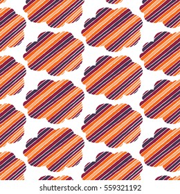 Colored vector hand drawn clouds pattern.Hand drawn vector illustration. clouds doodle.