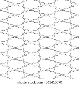 Colored vector hand drawn clouds pattern.Hand drawn vector illustration. clouds doodle.