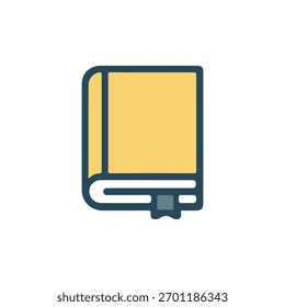 Colored vector icon of closed book illustration
Black and white closed book illustration icon
Simple line art of a closed book in monochrome style. Represents reading, study, and knowledge. 