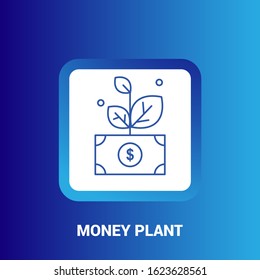 colored vector icon money plant, sign symbol