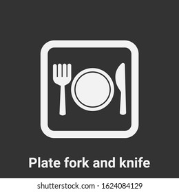 colored vector icon  plate fork and knife, sign symbol