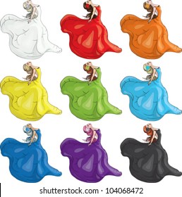 Colored vector icon set - beautiful girls