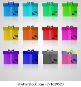Colored vector icons of gift boxes surprise.