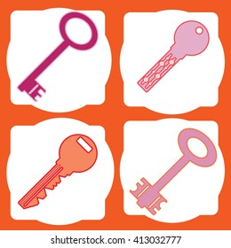 colored vector icons with keys