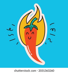 Colored Vector illustartion Of crazy chilly hot Pepper in Cartoon Flat design