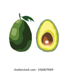 Ilustración vectorial coloreada del doodle aguacate