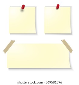 colored vector illustration of blank paper for notes