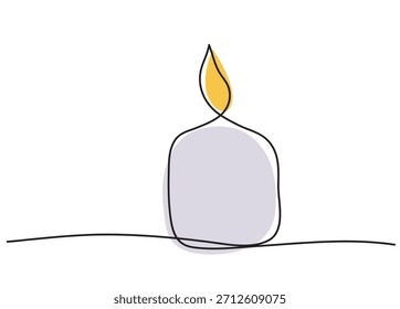 Ilustração em vetor colorido de um doodle de vela usando uma técnica de linha única minimalista