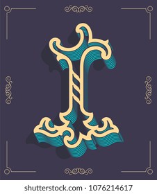 It's a colored vector illustration of the capital letter I