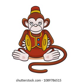 Colored vector illustration of cartoon monkey with cymbals.