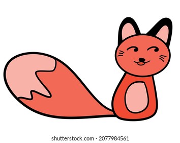 Colored vector illustration: Cartooned cute small fox