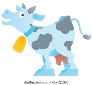 colored vector illustration of a cow with cowbell