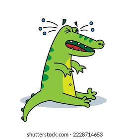 Colored vector illustration of a crocodile that cries