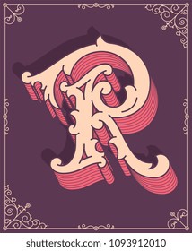 It's a colored vector illustration depicting a modern style letter R