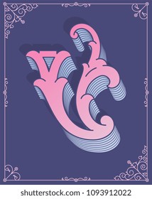 It's a colored vector illustration depicting a modern style letter V