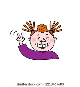 Colored vector illustration of a girl with a booger