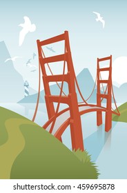 colored vector illustration of the golden gate bridge