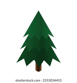 Uma ilustração vetorial colorida de um abeto verde de Natal isolado em um fundo branco