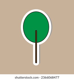 A Colored vector illustration of a green deciduous birch tree isolated on a white background. Sticker