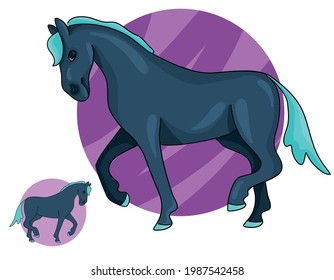 Colored vector illustration - horse character to children's book